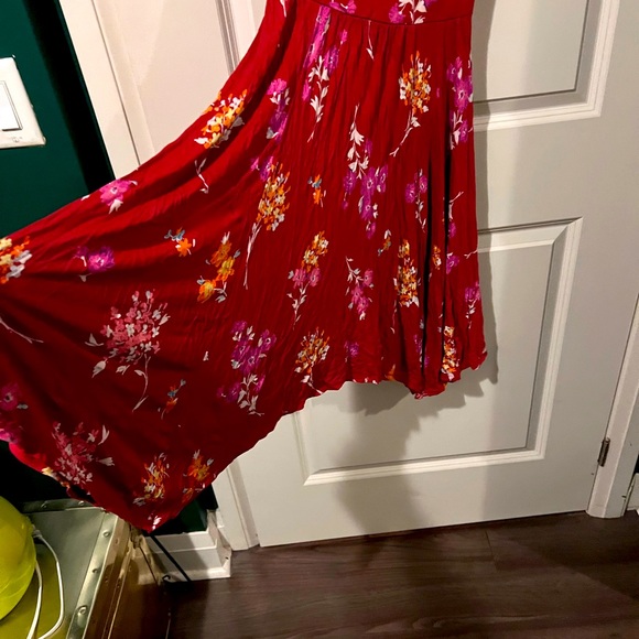 Strapless Red Floral Dress - Picture 3 of 3